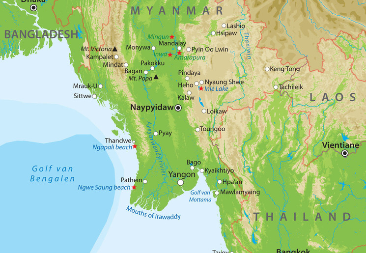 Kaart van Myanmar