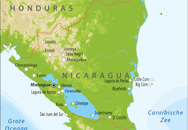 De kaart van Nicaragua