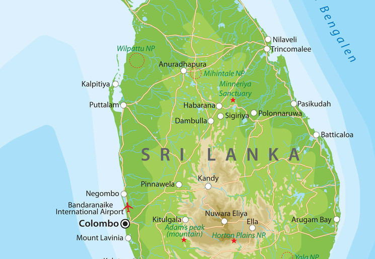 Kaart van Sri Lanka