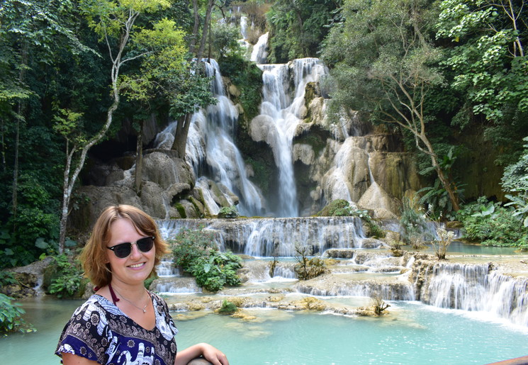 Zwem bij de Kuang Si waterval in Laos