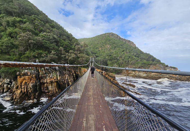 Een loopbrug in Tistsikama National Park, Zuid-Afrika