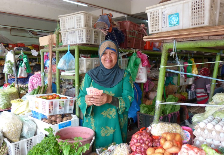 Bezoek de markt in Kota Kinabalu, Maleisië Bezoek de markt in Kota Kinabalu, Maleisië