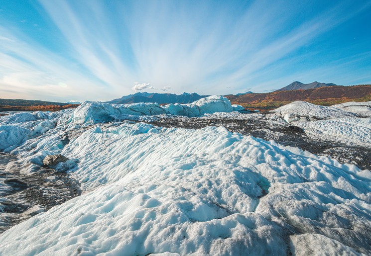 De imposante ijsmassa van de Matanuska gletsjer, Alaska, Verenigde Staten