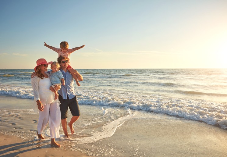 Mauritius familie op het strand