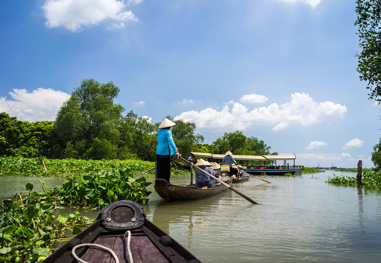 Vaar over de Mekong-rivier