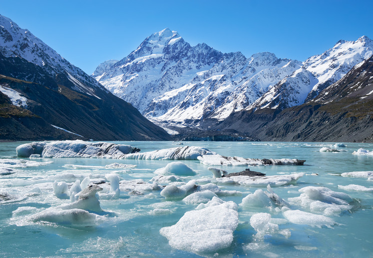 De besneeuwde toppen in het Mount Cook National Park, Nieuw-Zeeland