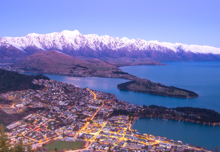 Luchtfoto Queenstown, Nieuw-Zeeland: