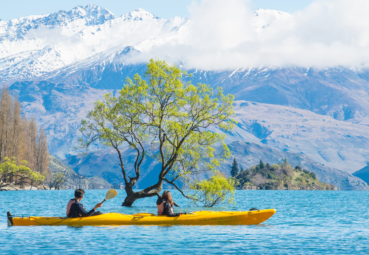 Kajakken nabij Wanaka, Nieuw-Zeeland