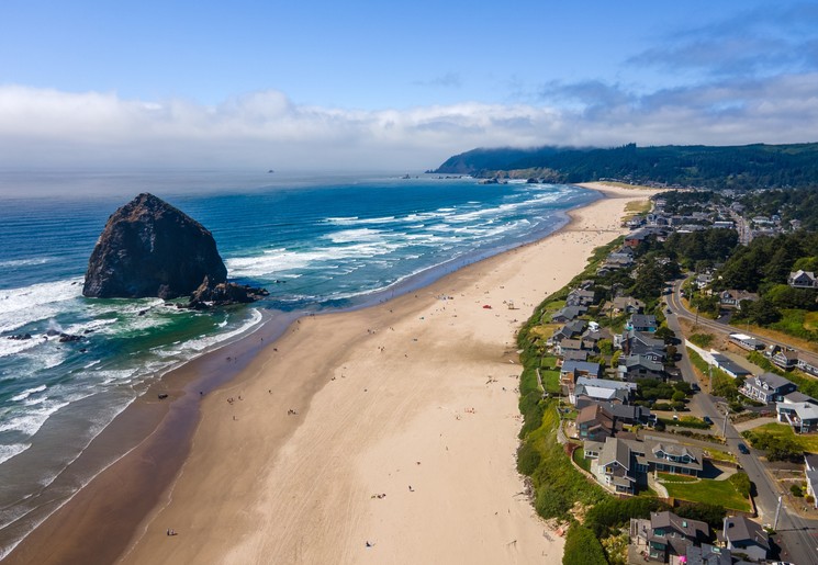 Uitzicht over de Oregon Coast bij Ocean Shores, USA