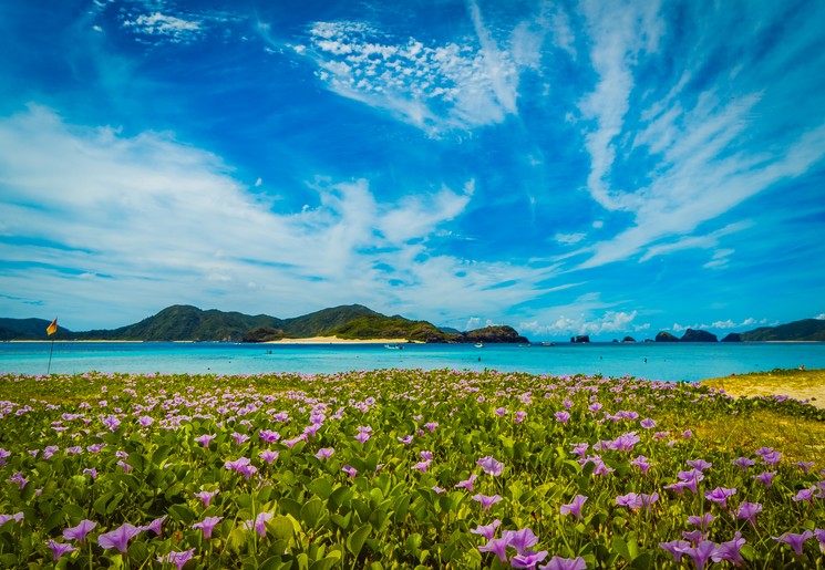 Uitzicht van Zamami, bij Okinawa, Japan