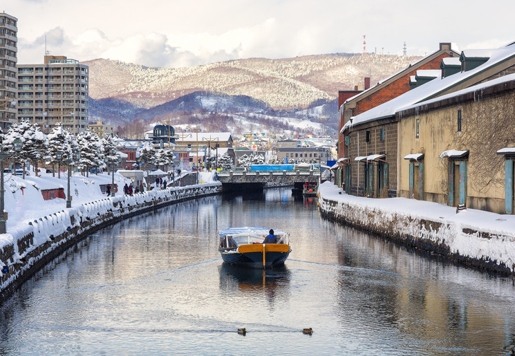 Winterslandschap in Otaru in Hokkaido, Japan Winterslandschap in Otaru in Hokkaido, Japan