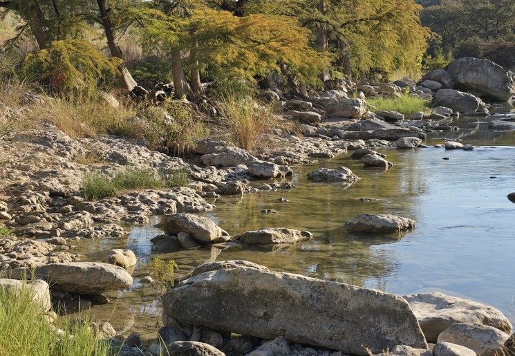 Pedernales State Park ten noorden van Fredericksburg, Texas, Amerika