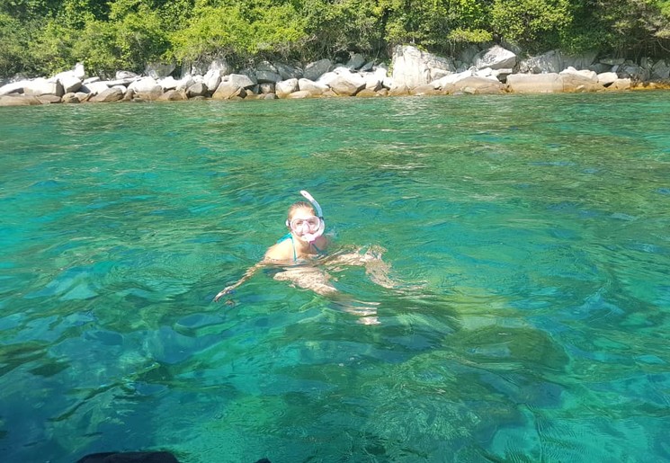 Onze Lara snorkelend Onze Lara snorkelend