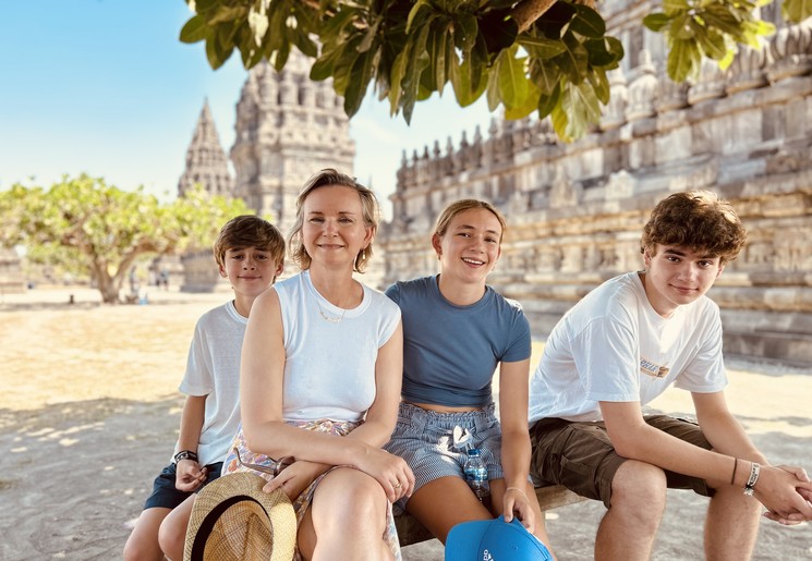 Gezin in Prambanan, Java
