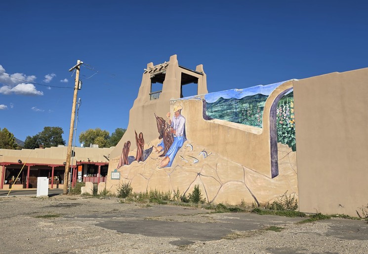 Muurschildering in dorpje in New Mexico, Amerika