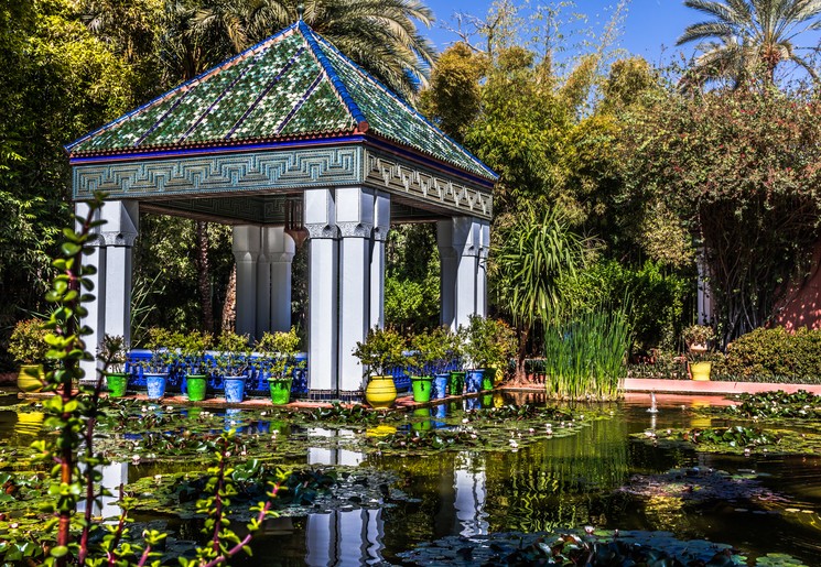 Een gazebo in Jardin Majorelle in Marrakech