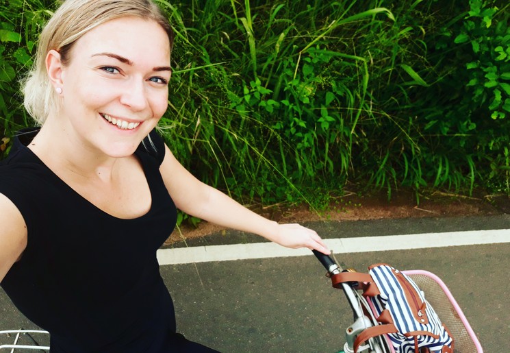 Sri Lanka Sharon op de fiets