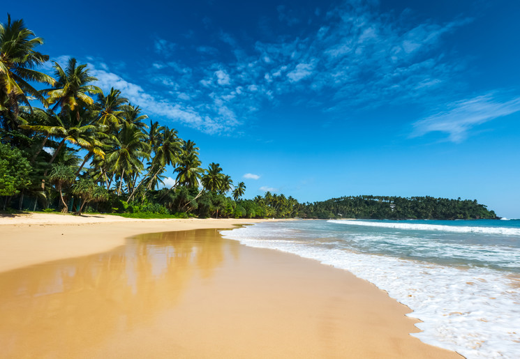 Fijne zandstranden bij Waikkal, Sri Lanka