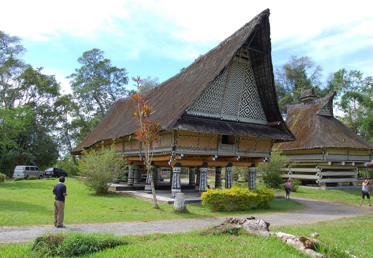 Een traditionele woning van de omgeving Brastagi, Sumatra, Indonesië