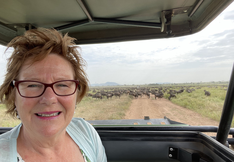 Tussen de wildebeesten en gnoes in Tanzania Tussen de wildebeesten en gnoes in Tanzania