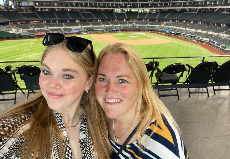 Samen in het honkbalstadion van de Texas Rangers in Dallas.