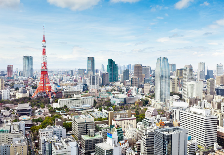 Uitzicht op de grote stad Tokyo, Japan