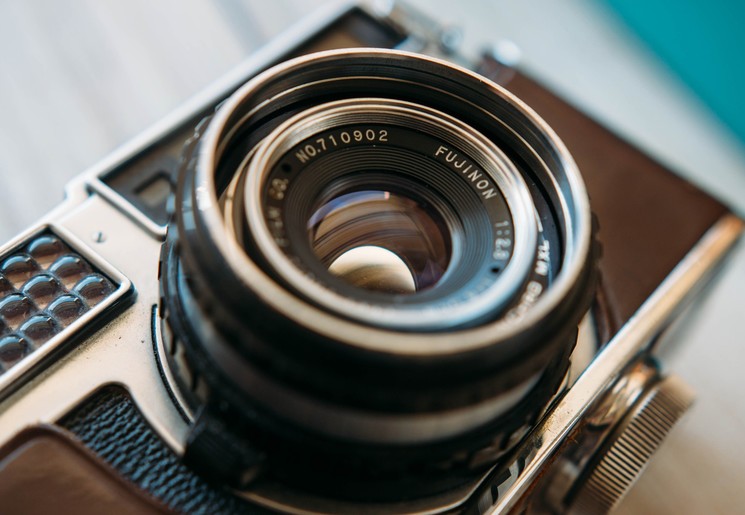Close-up van een cameralens