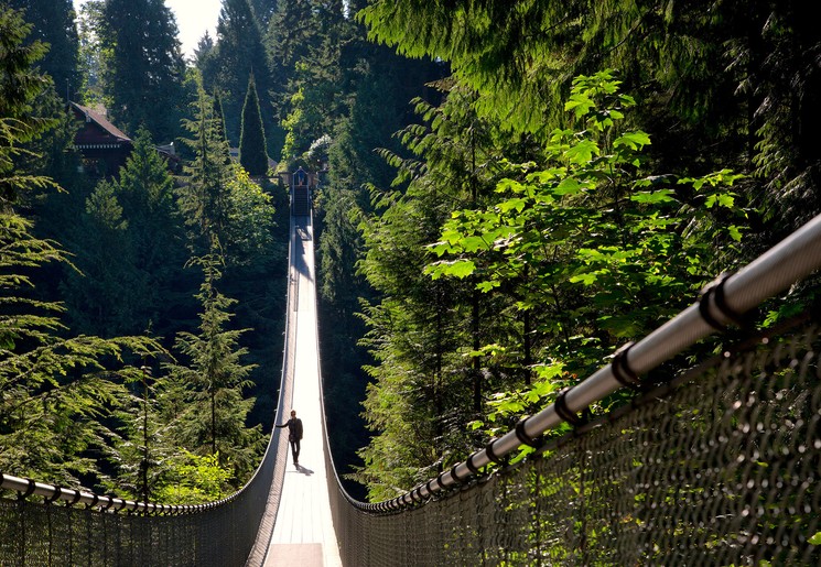 Wandeling over de Capilano Suspension Bridge bij Vancouver, Canada Wandeling over de Capilano Suspension Bridge bij Vancouver, Canada