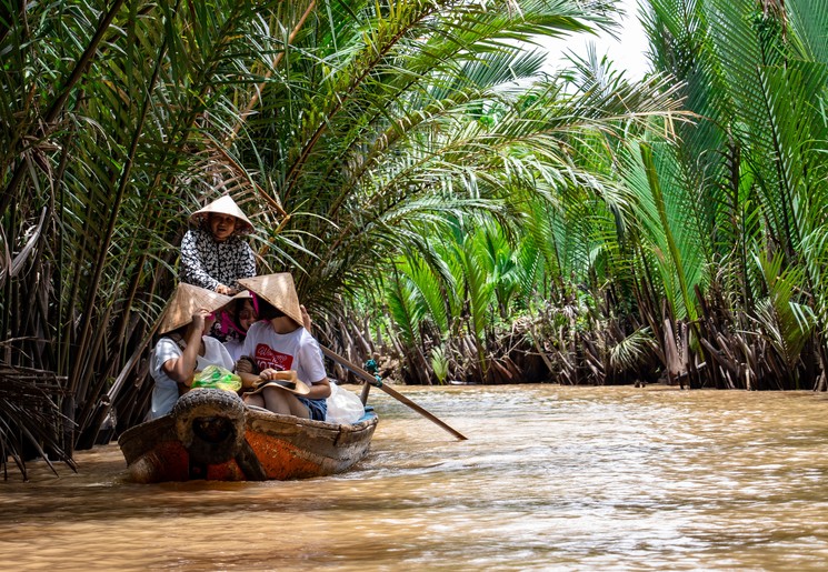 Met een bootje door de Mekong Delta, Vietnam