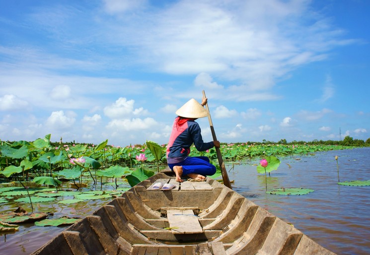 Varen bij Ninh Binh, Vietnam