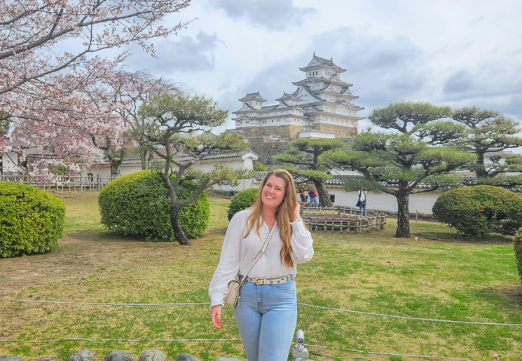 Wendy bij het kasteel van Himeji