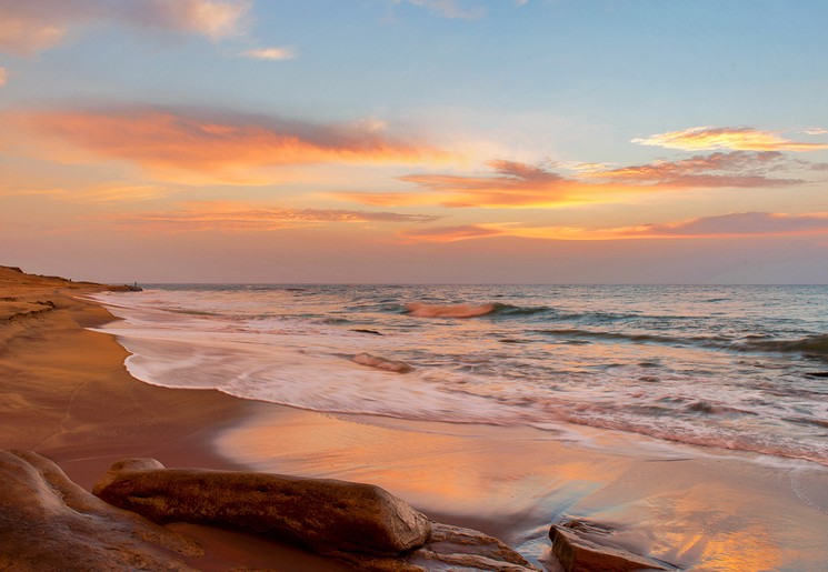 De kust bij Chena Huts, Yala, Sri Lanka