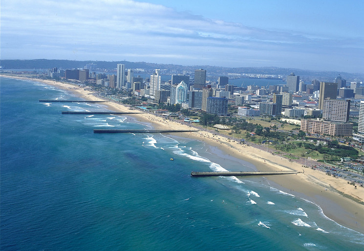 De kustlijn van Durban, Zuid-Afrika De kustlijn van Durban, Zuid-Afrika