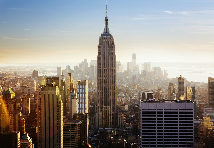 De imposante skyline van New York City
