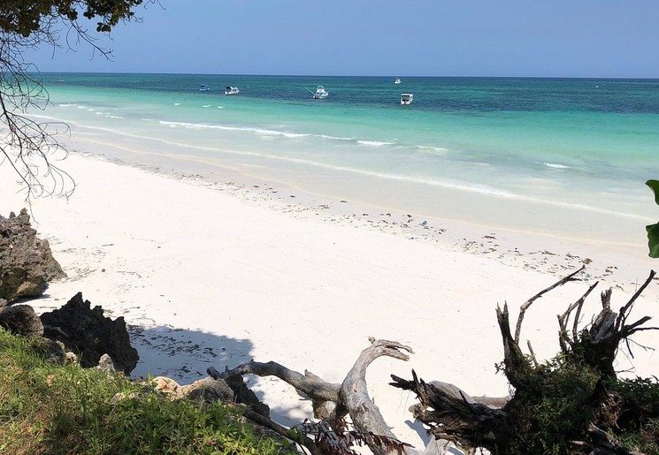 Het is genieten aan het strand bij Diani Beach bij het Baobab resort