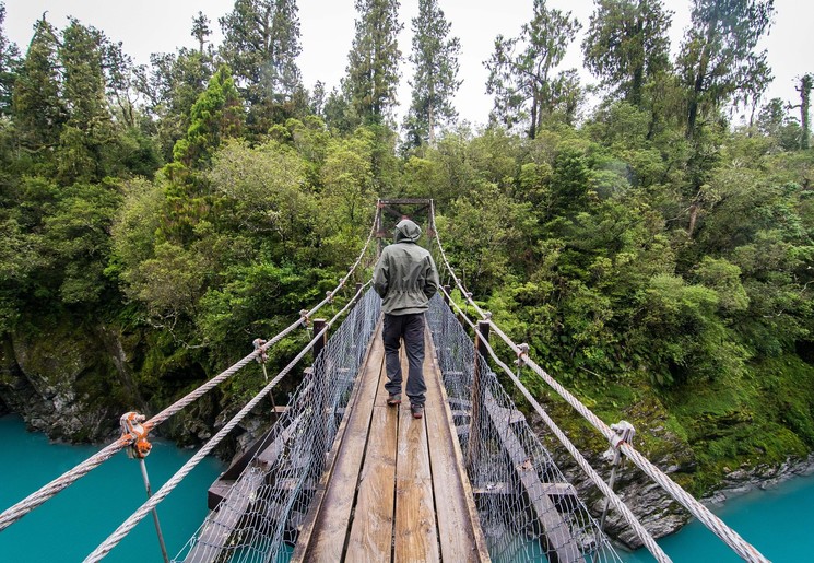 Suspension brug bij Hokitika, Nieuw-Zeeland