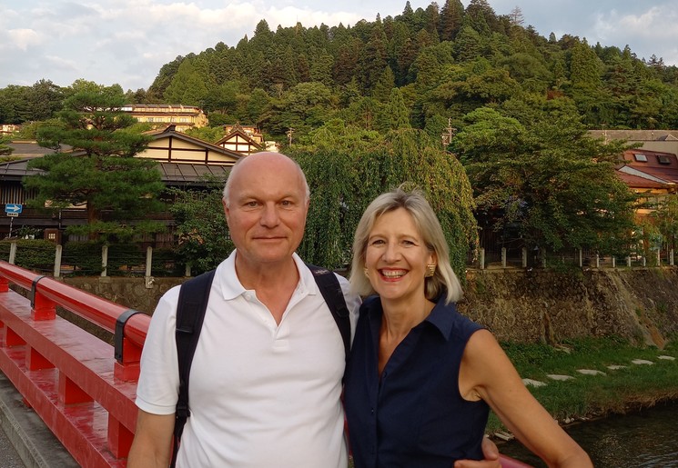 Stefaan en Marie-Christine in Takayama in de Japanse Alpen