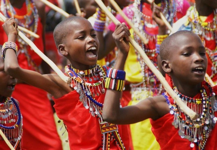 Masai Mara kinderen in Kenia