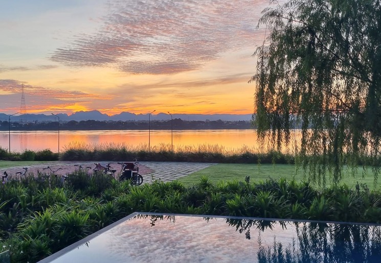 Zonsopgang in Nakhon Phanom, het Noorden van Thailand