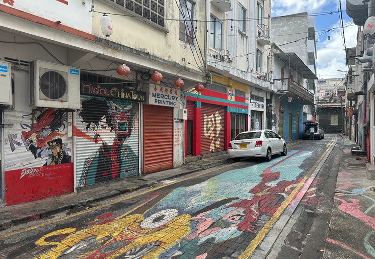 Spot de streetart in China Town in Port Louis, Noord-Mauritius