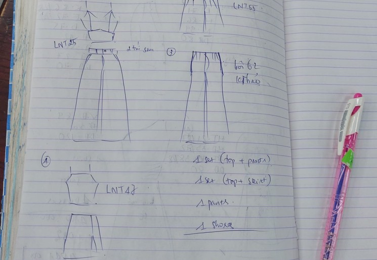 Schetsen van de op maat gemaakte kleding in Hoi An, Vietnam