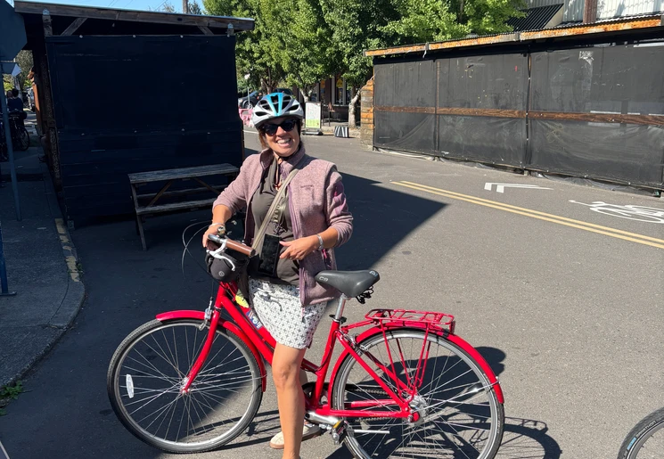 Irene, fietstocht door Portland, Verenigde Staten