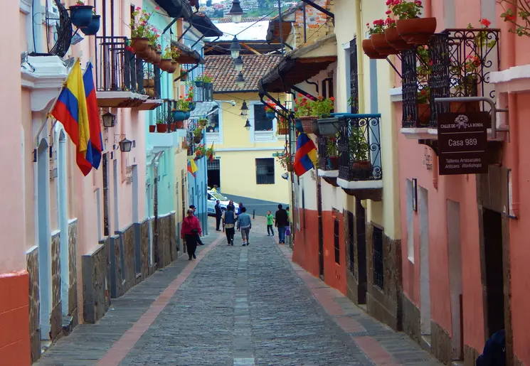 Kleurrijke straatjes in de wijk La Ronda in Quito