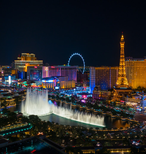 Kleurrijke straten in de avonden in Las Vegas