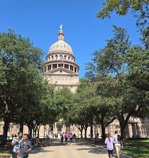 De eyecatcher van Austin is het roze Capitool, Texas, Amerika