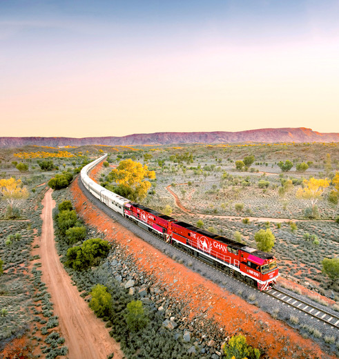 Een verblijf aan boord van de luxe trein “The Ghan” is een unieke ervaring