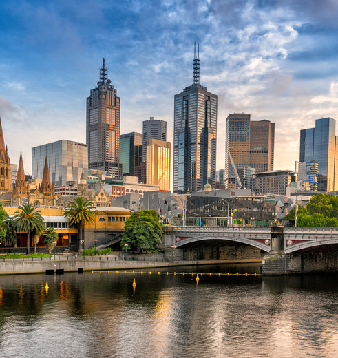 de skyline van Melbourne