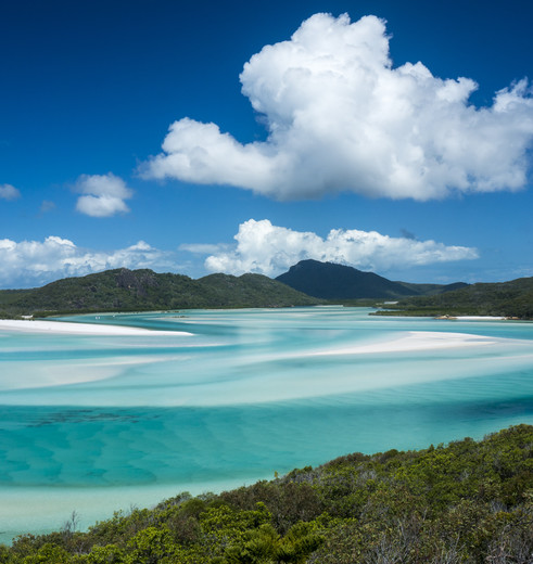 Uitzicht op het turquoise water van Whitehaven Beach, Australië Uitzicht op het turquoise water van Whitehaven Beach, Australië