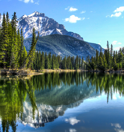 Glinsterende meren in het Banff National Park, Bow River