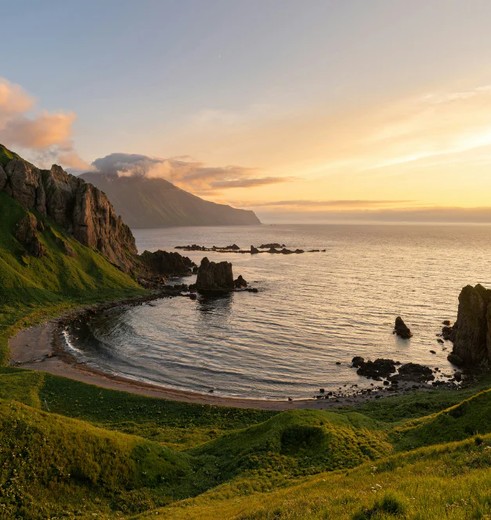 Baai bij de Aleoeten, Alaska, Amerika